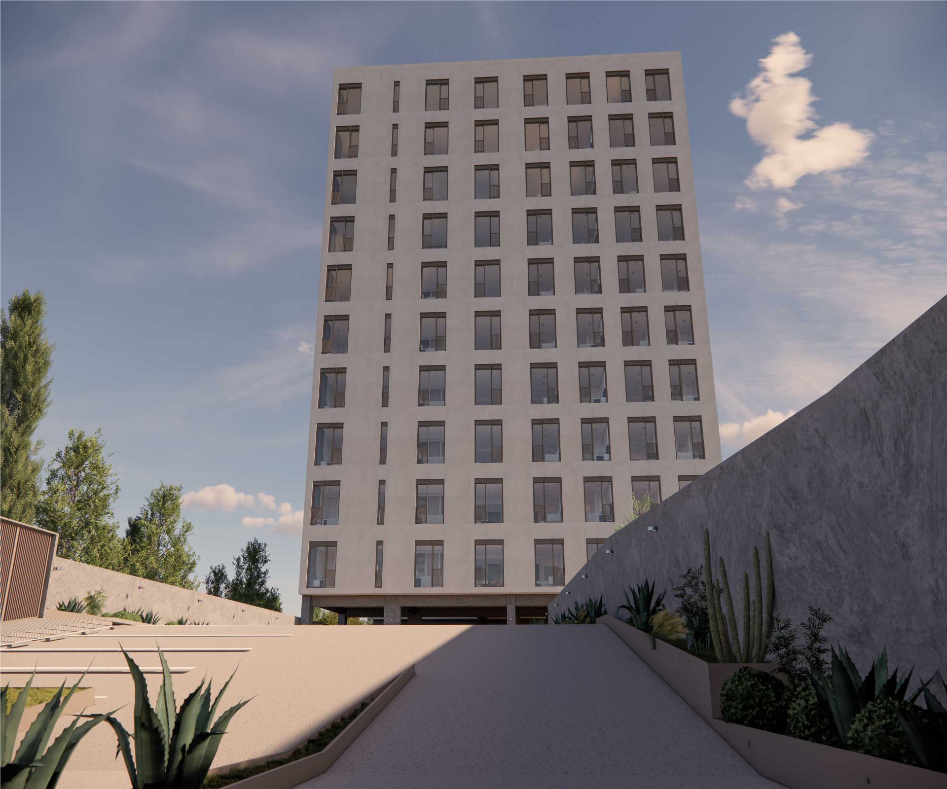 Vista de la fachada del proyecto Condesa